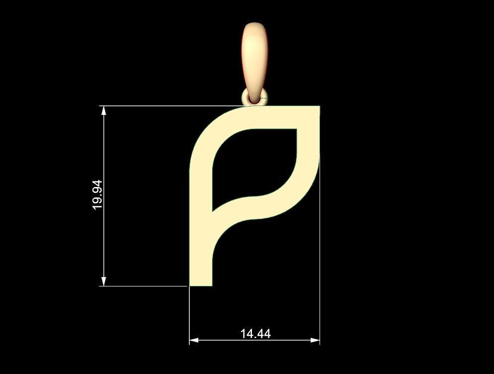 Initial Letters Pendant Bhofila P 3D print model_4