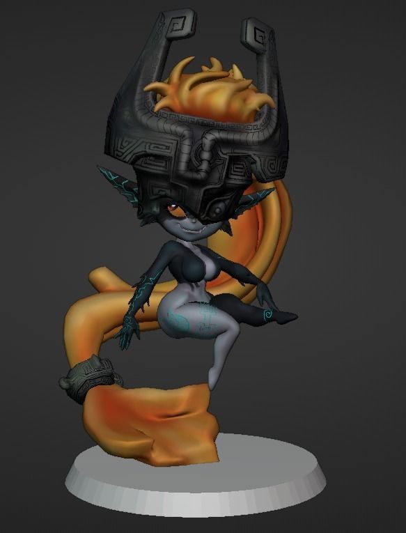 Midna female character wearing helmet Low-poly 3D model_8