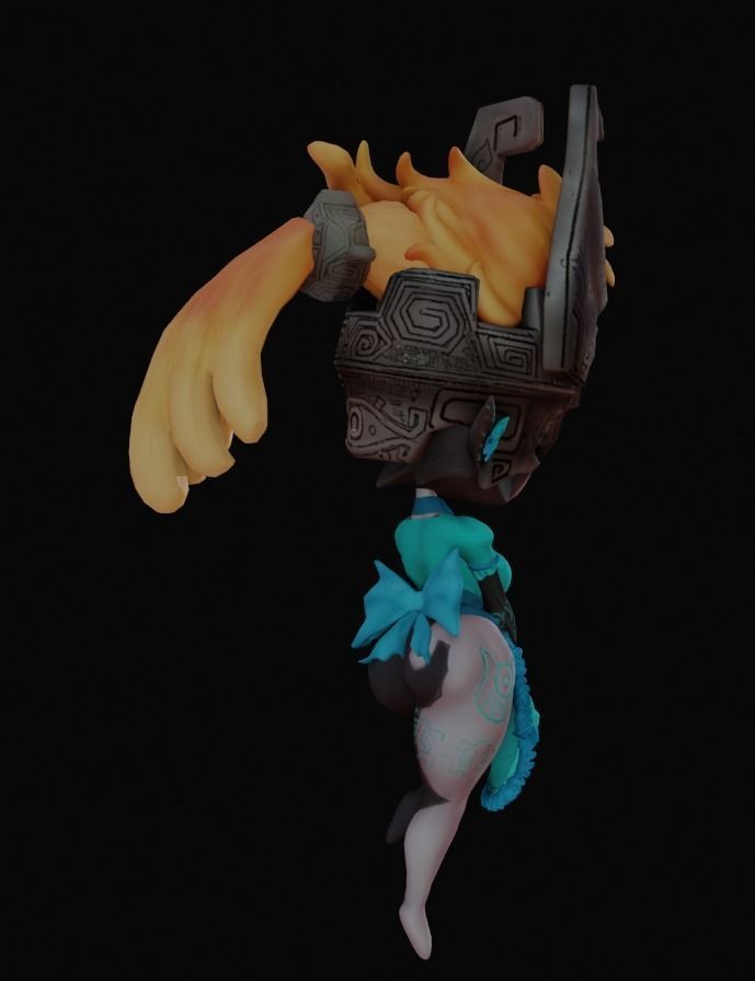 Midna female character wearing helmet Low-poly 3D model_6