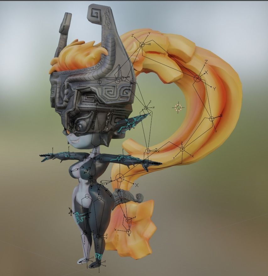 Midna female character wearing helmet Low-poly 3D model_10