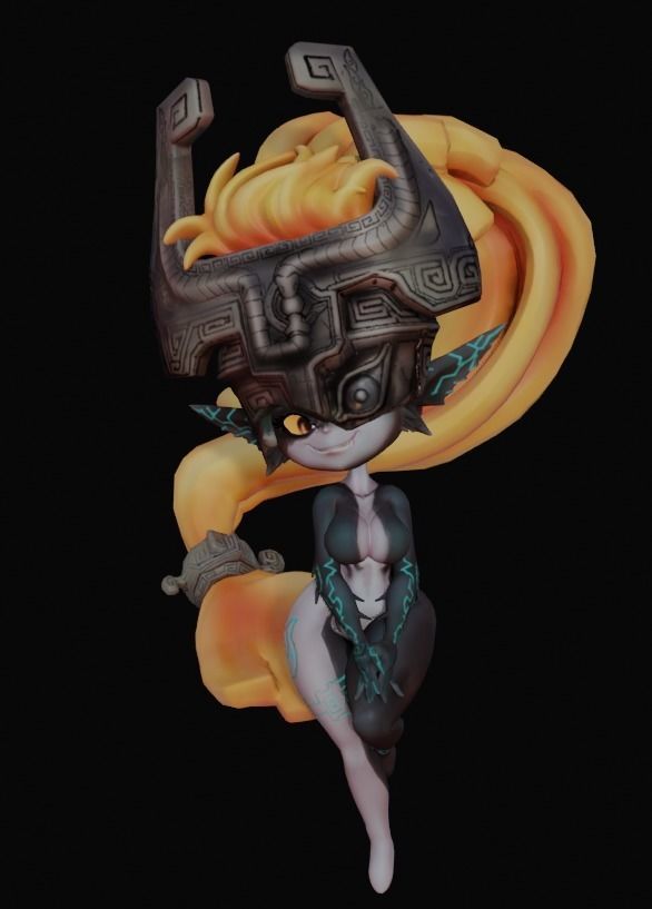 Midna female character wearing helmet Low-poly 3D model_2
