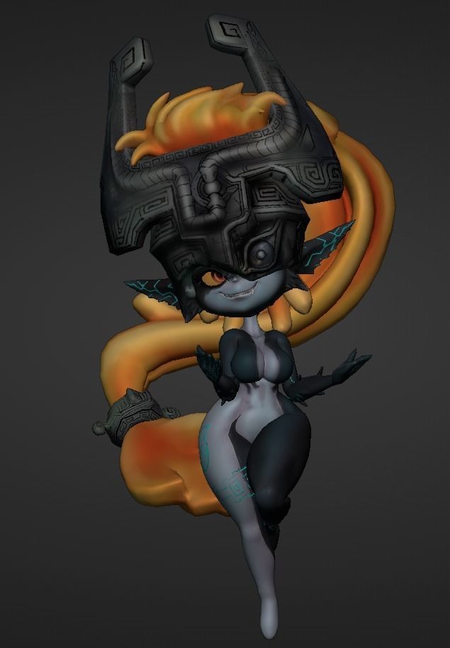 Midna female character wearing helmet Low-poly 3D model_4