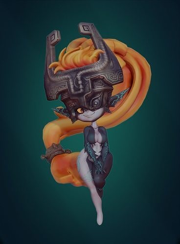 Midna female character wearing helmet Low-poly 3D model