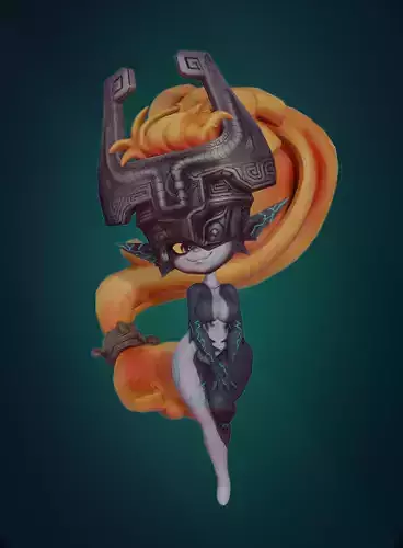 Midna female character wearing helmet Low-poly 3D model