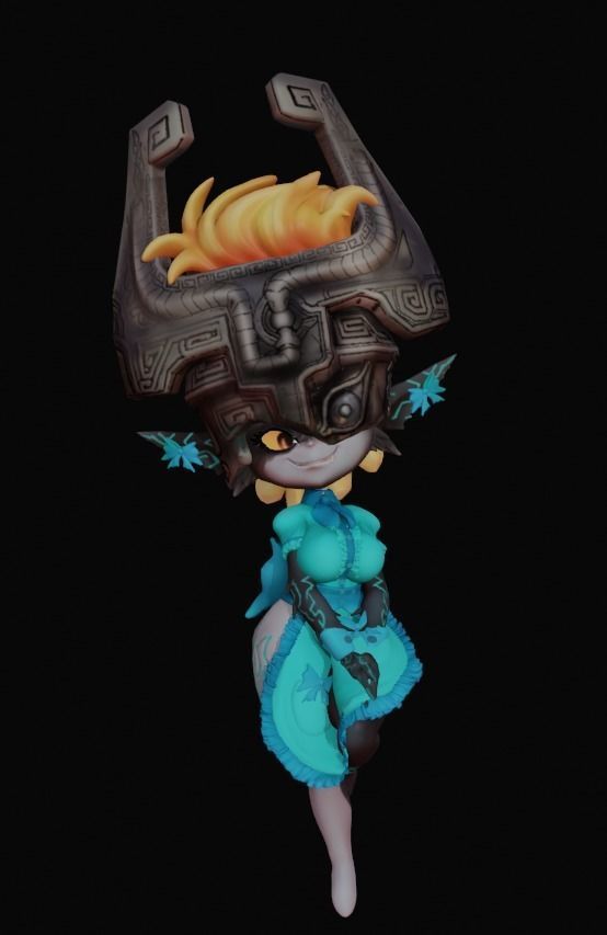 Midna female character wearing helmet Low-poly 3D model_3