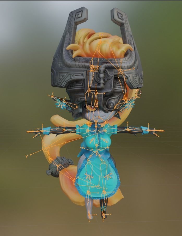Midna female character wearing helmet Low-poly 3D model_9
