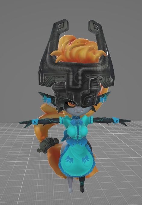 Midna female character wearing helmet Low-poly 3D model_12