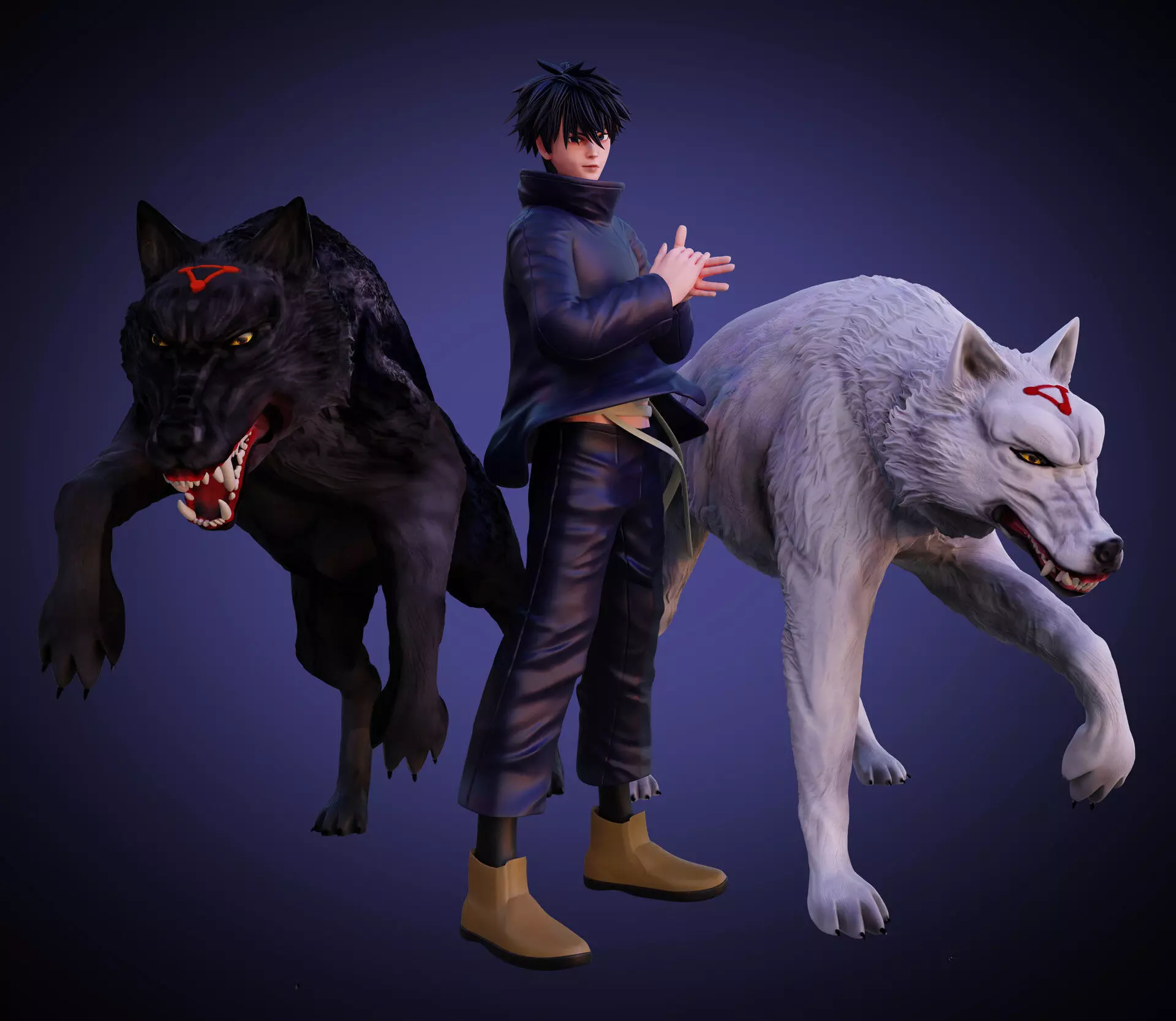 Megumi and his divine dogs  3D print model_0