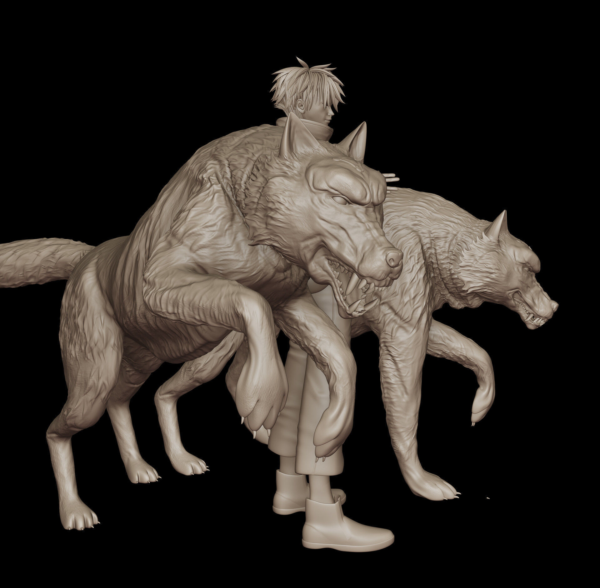 Megumi and his divine dogs  3D print model_3