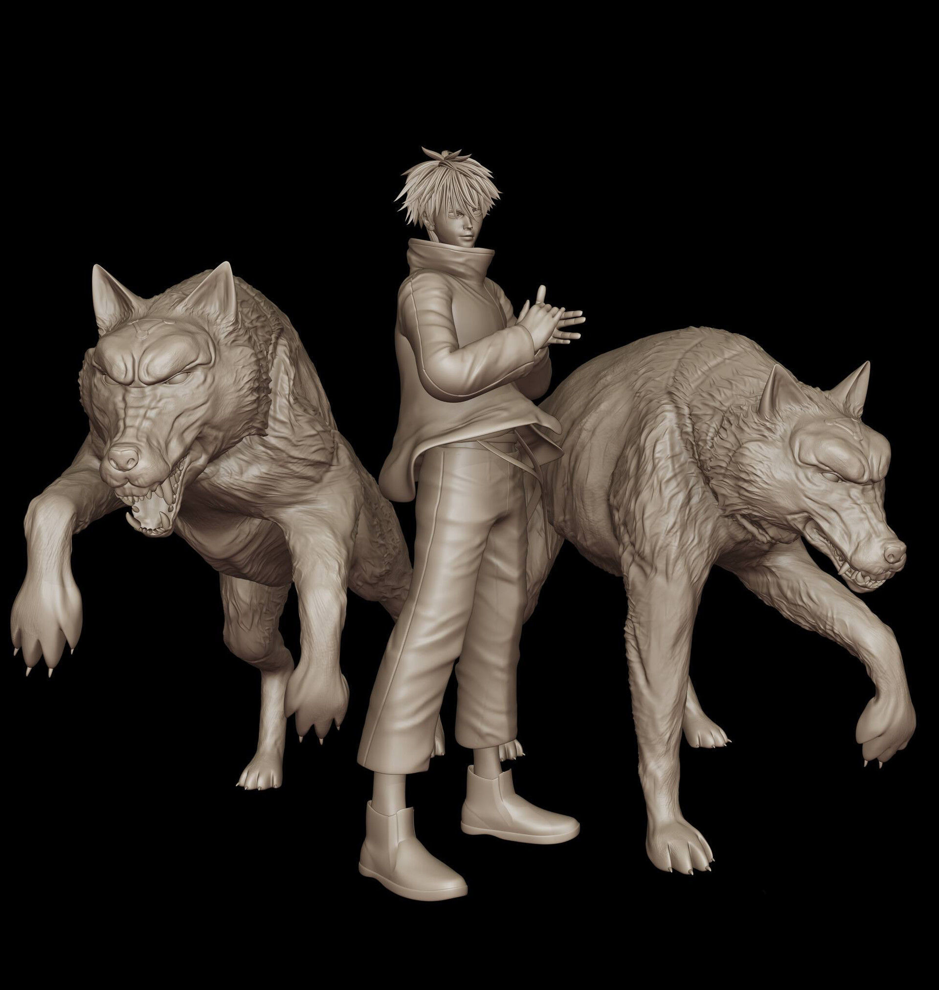 Megumi and his divine dogs  3D print model_1