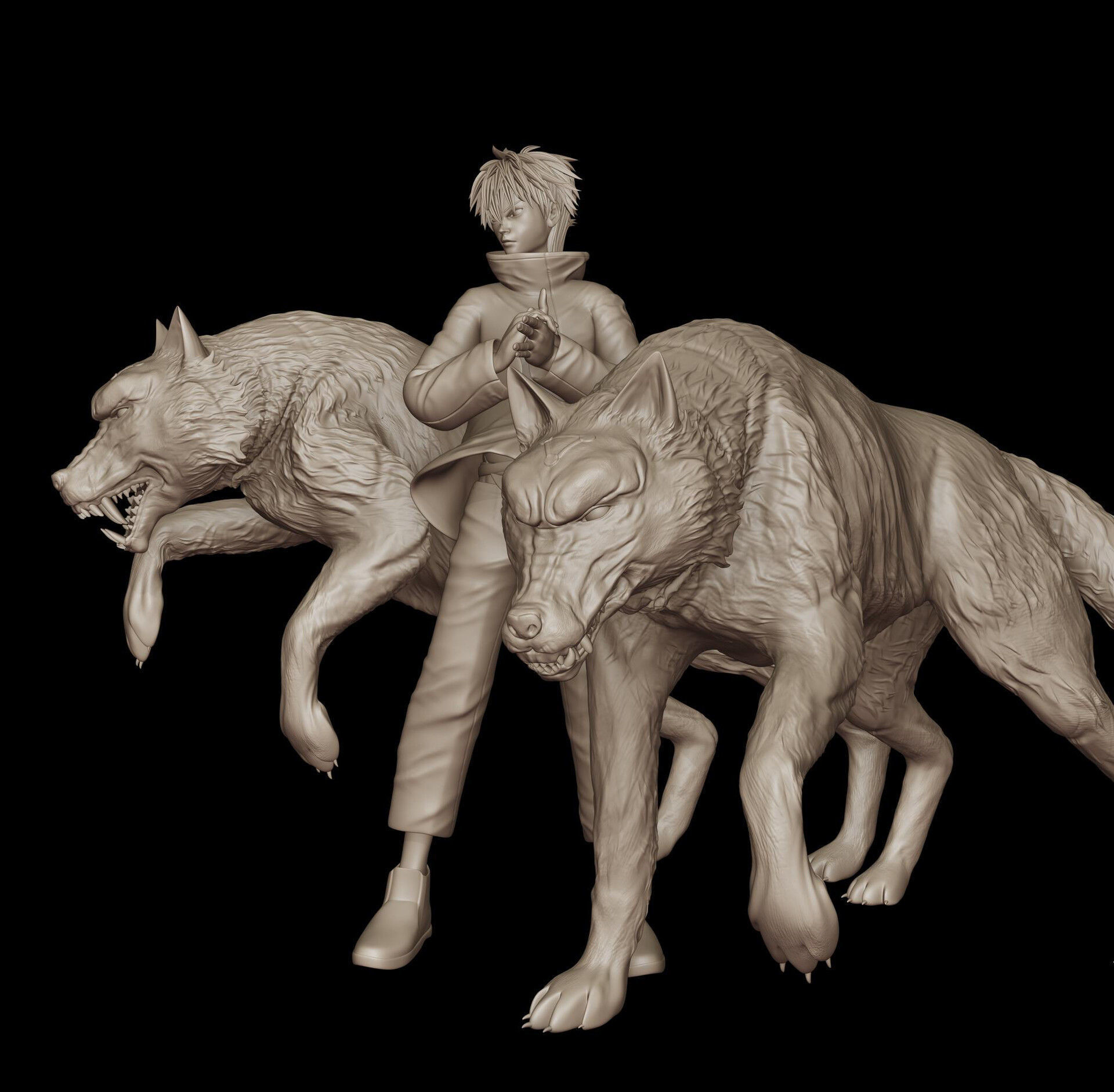 Megumi and his divine dogs  3D print model_2
