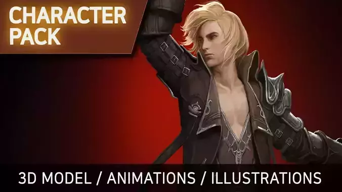 MMORPG Character Pack - Devil hunter Low-poly 3D model