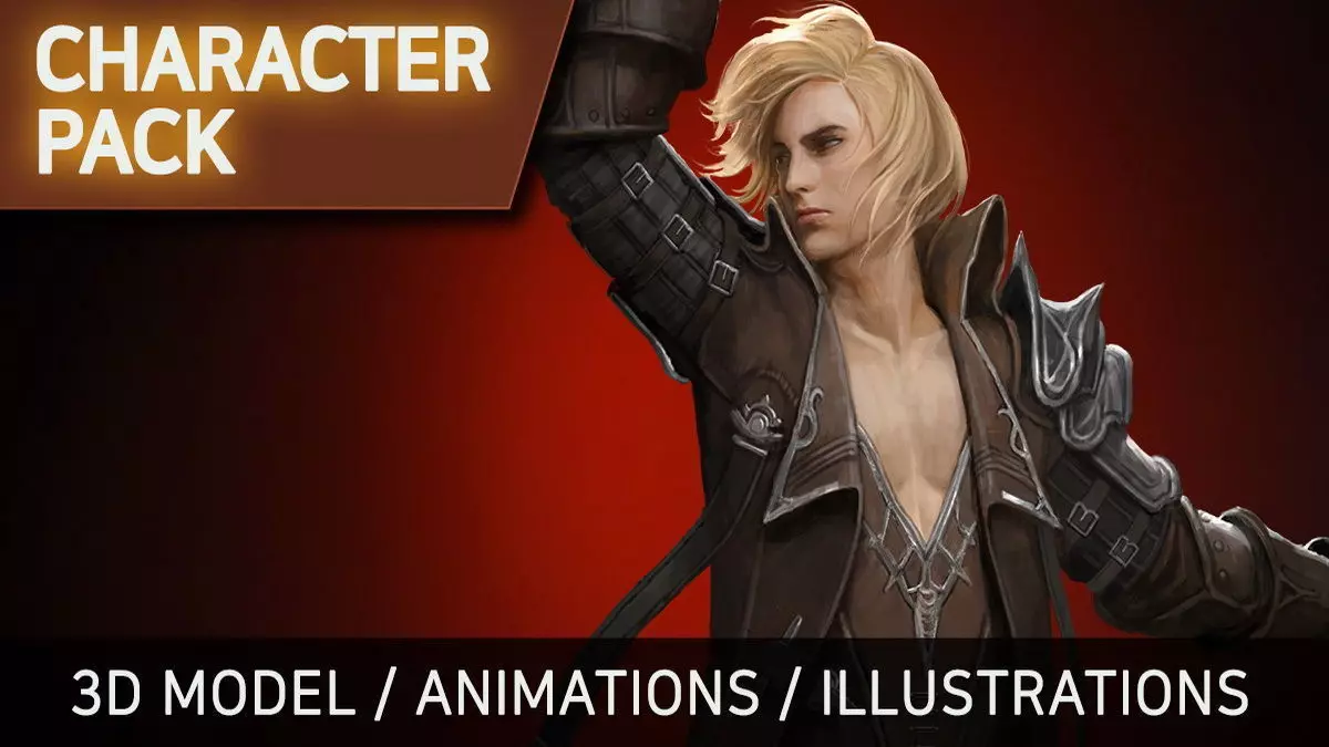 MMORPG Character Pack - Devil hunter Low-poly 3D model_0