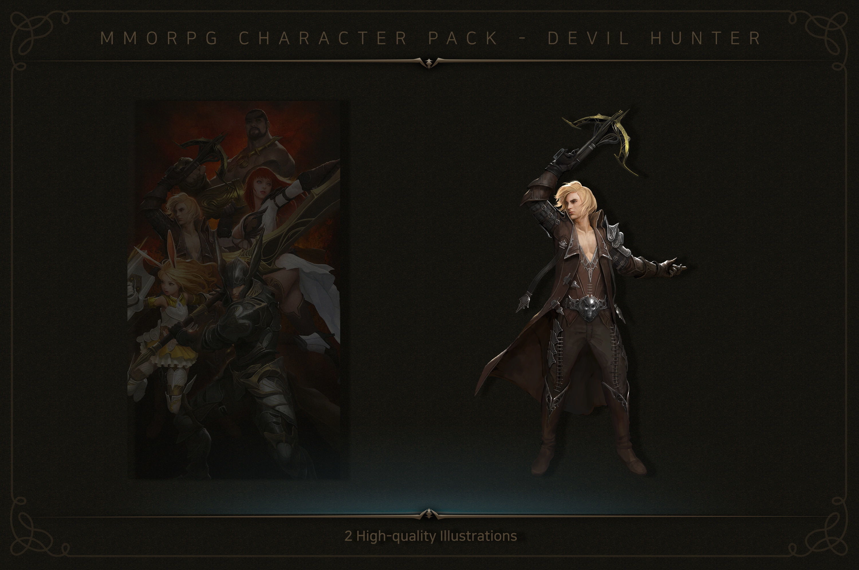 MMORPG Character Pack - Devil hunter Low-poly 3D model_5