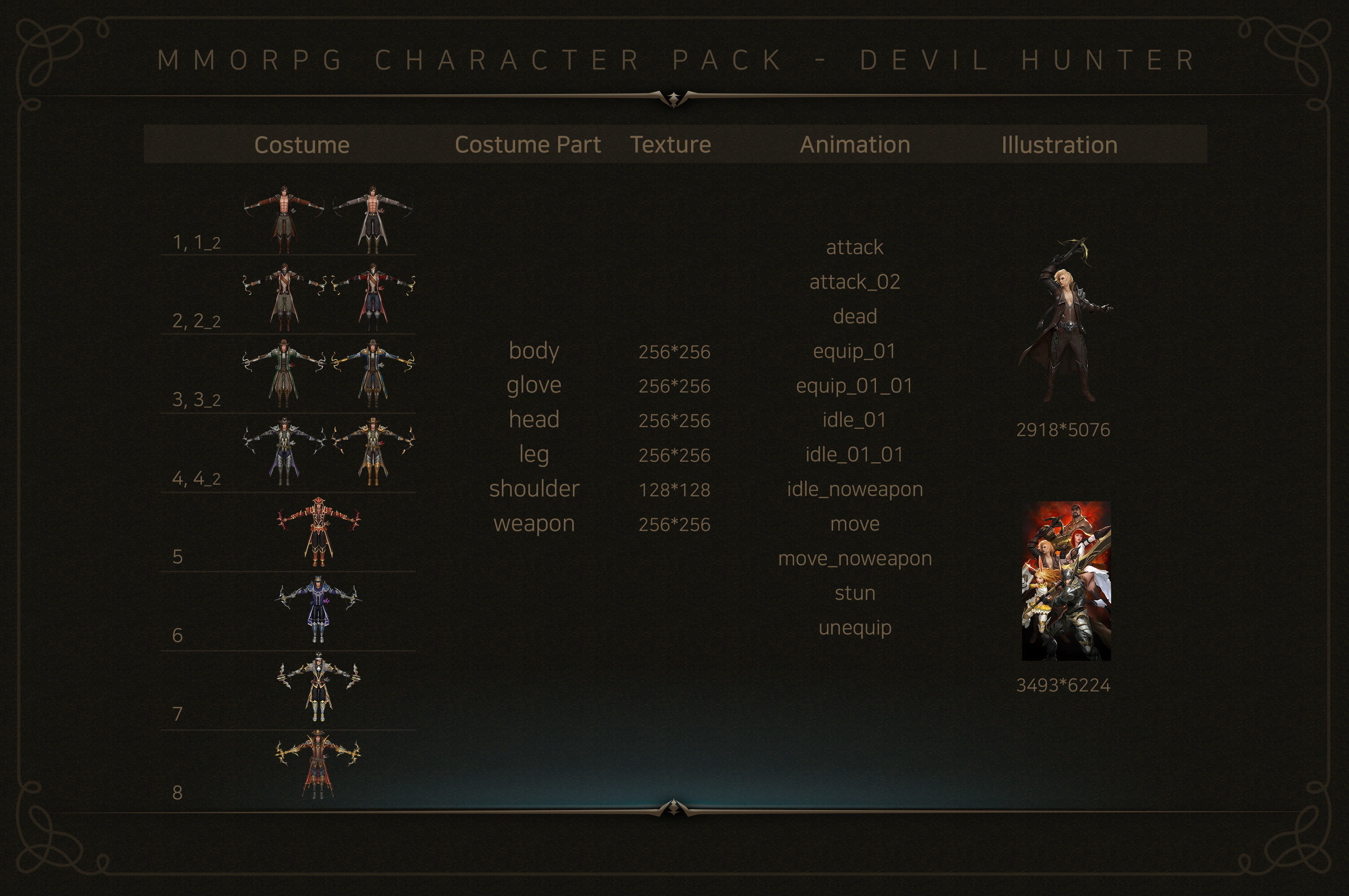 MMORPG Character Pack - Devil hunter Low-poly 3D model_6