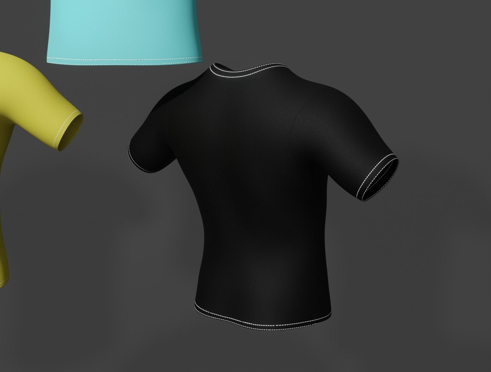 T-SHIRT four different colored t-shirts 3D model_2