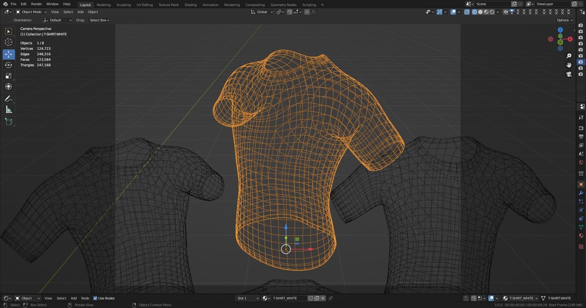 T-SHIRT four different colored t-shirts 3D model_6