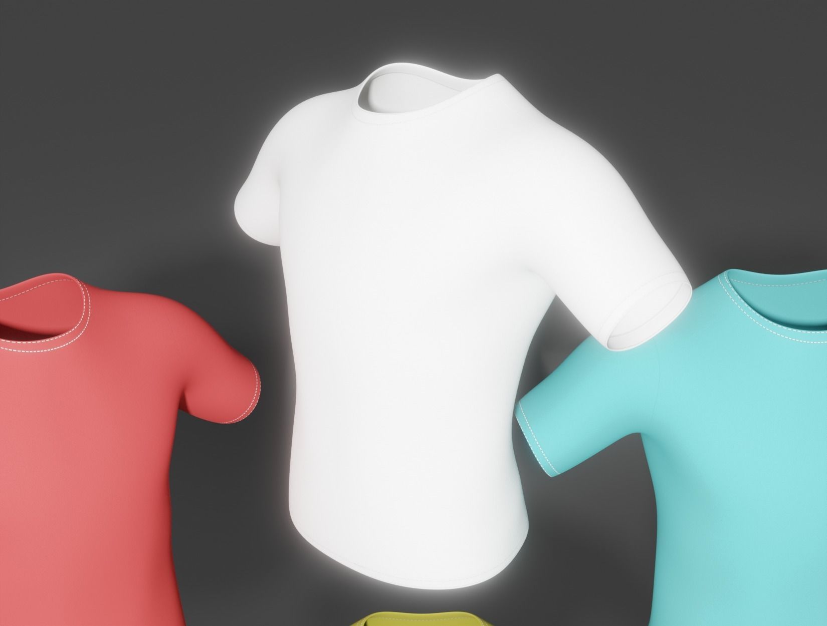 T-SHIRT four different colored t-shirts 3D model_4