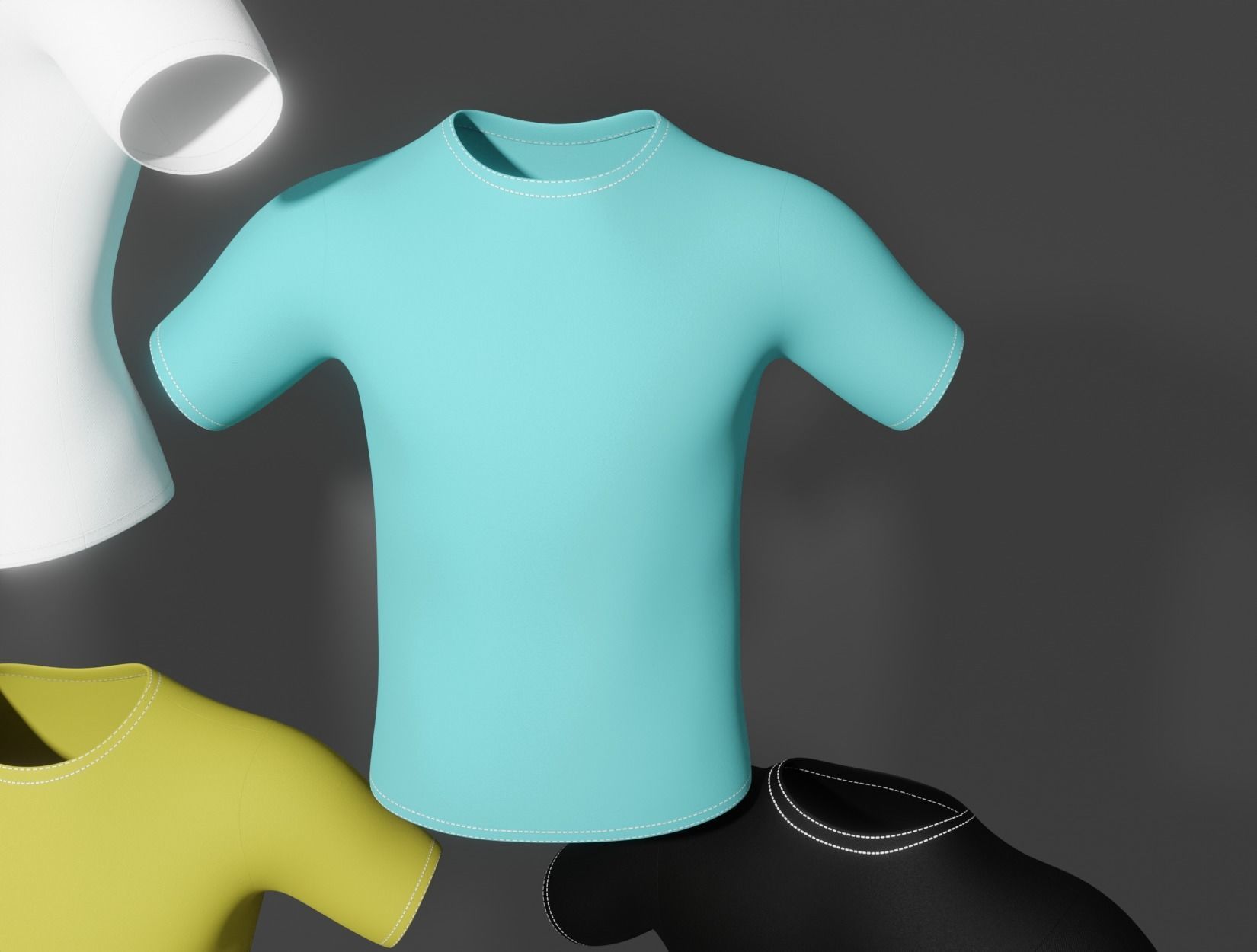 T-SHIRT four different colored t-shirts 3D model_3