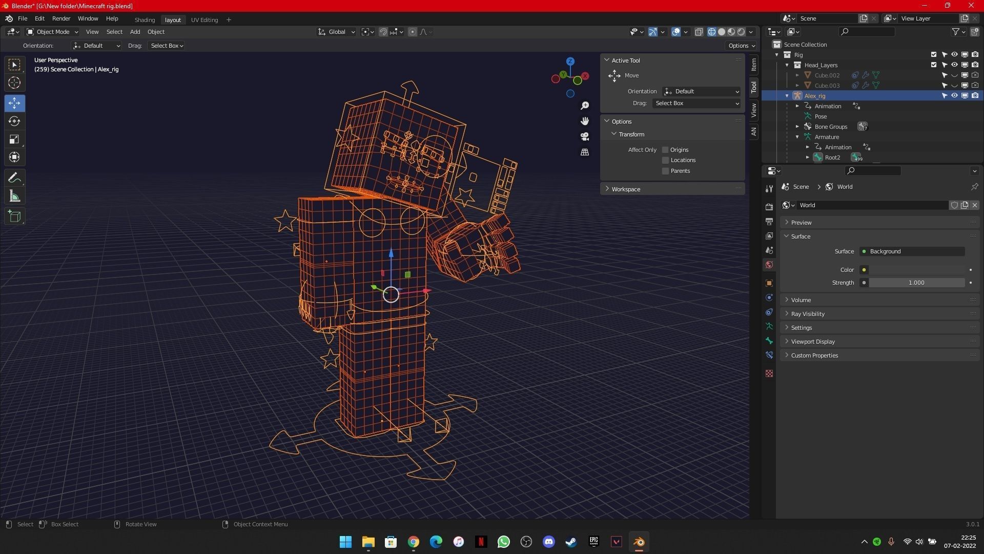 Minecraft 3D character rig for Blender animations Low-poly 3D model_6
