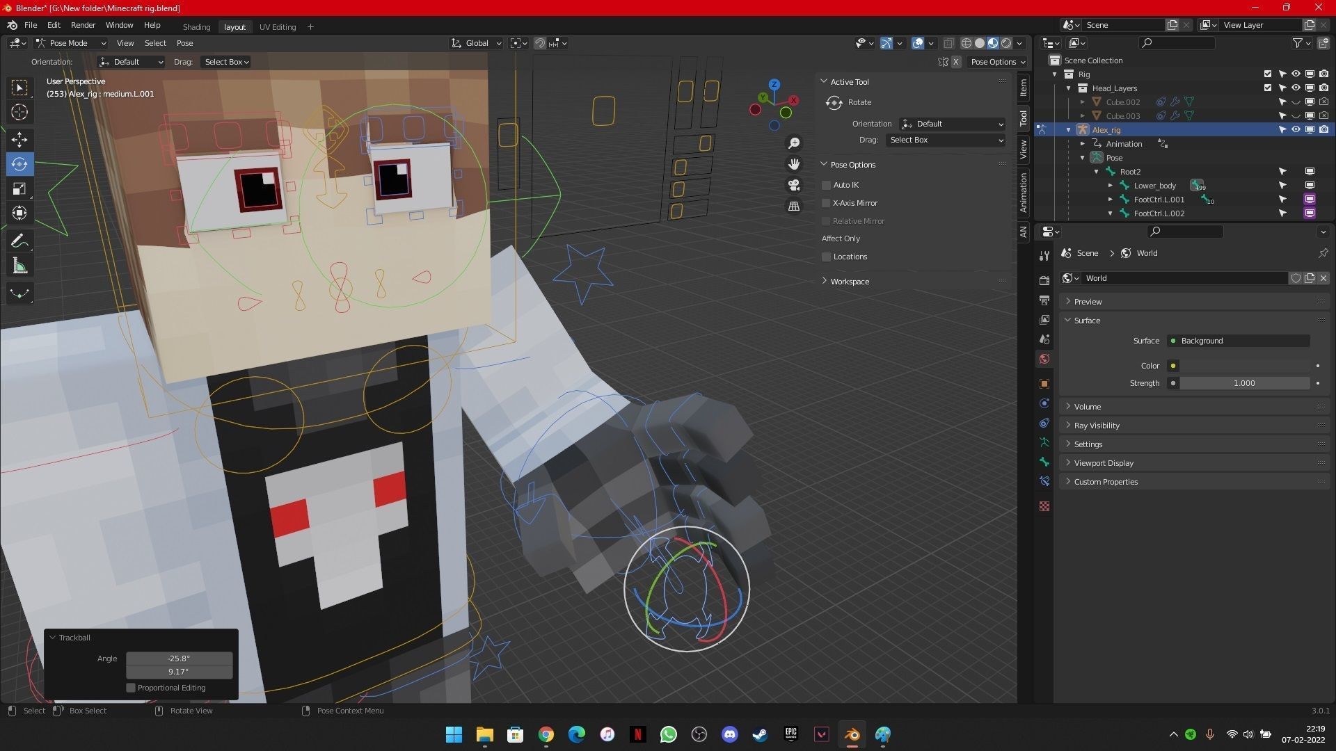 Minecraft 3D character rig for Blender animations Low-poly 3D model_4