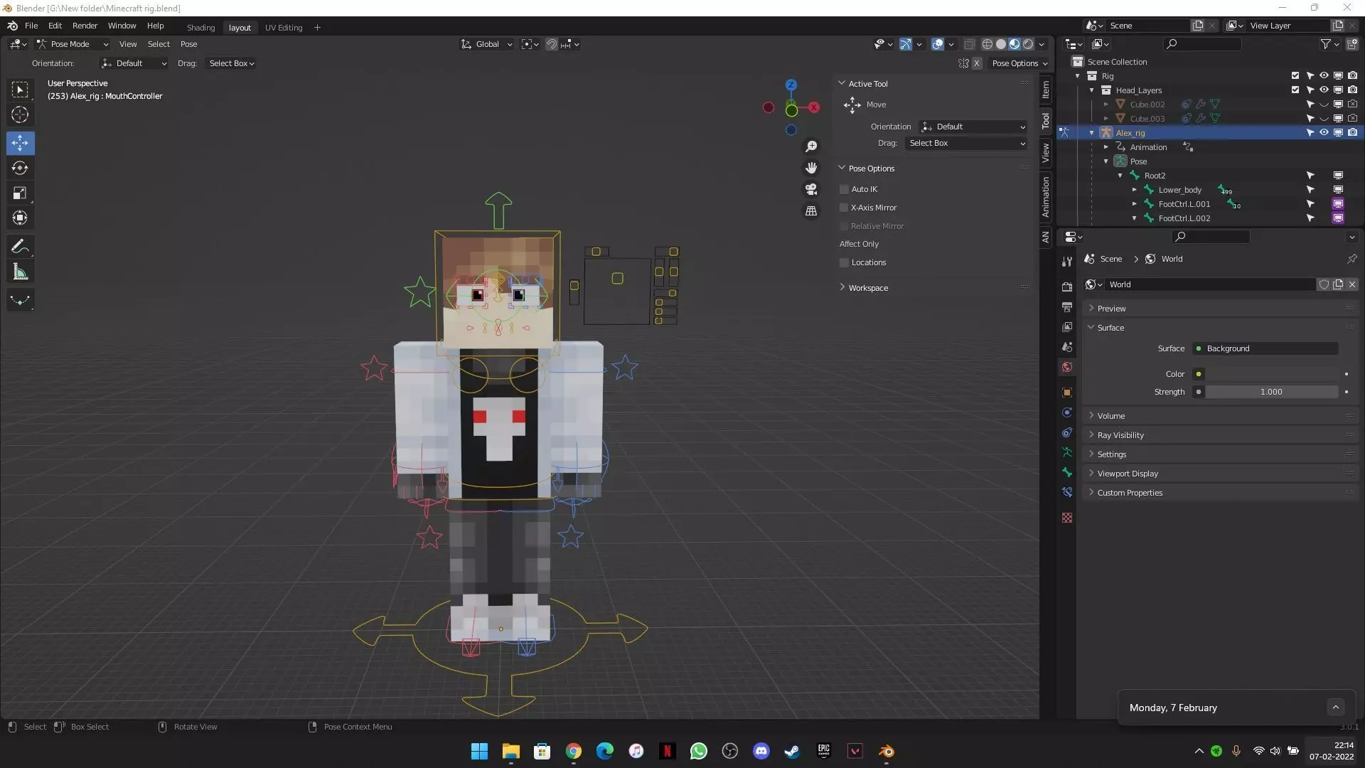 Minecraft 3D character rig for Blender animations Low-poly 3D model_0