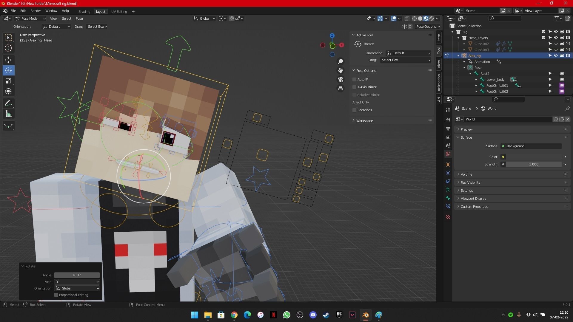 Minecraft 3D character rig for Blender animations Low-poly 3D model_5