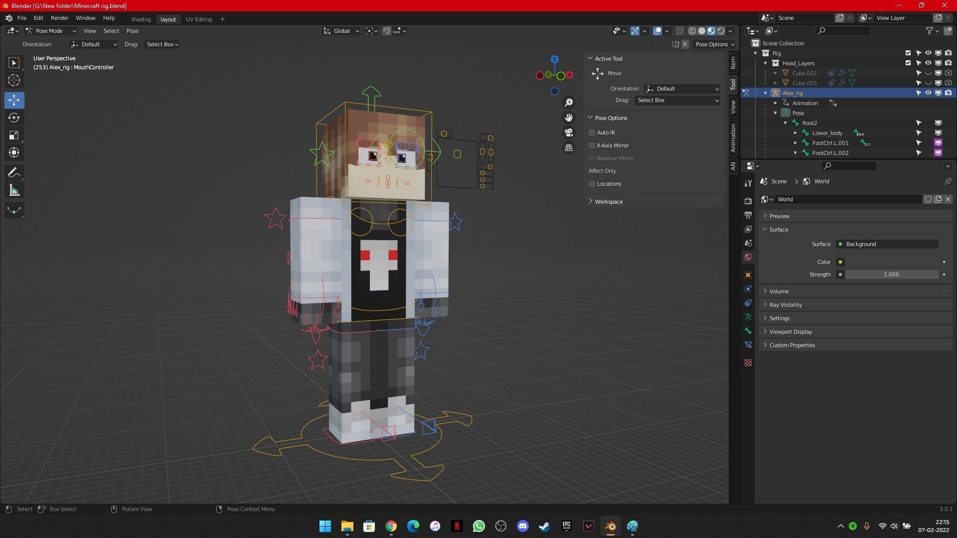 Minecraft 3D character rig for Blender animations Low-poly 3D model_2