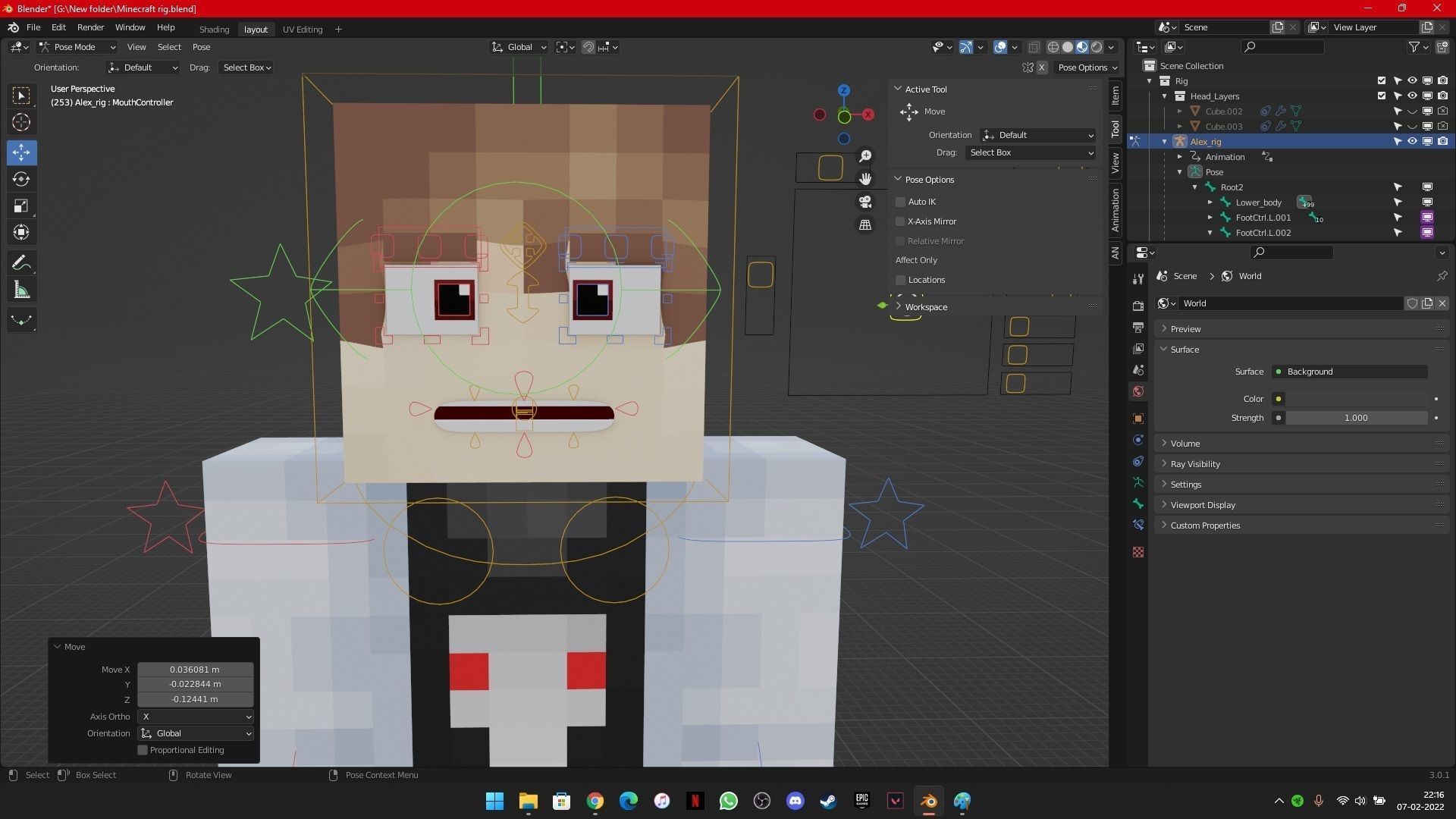 Minecraft 3D character rig for Blender animations Low-poly 3D model_3