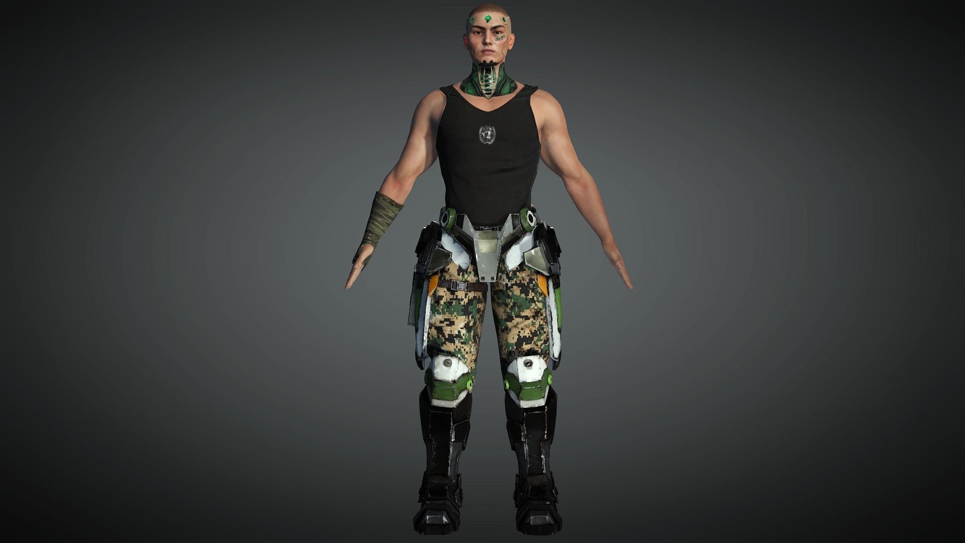 AAA Cyber Punk Male Character 03 Low-poly 3D model_8