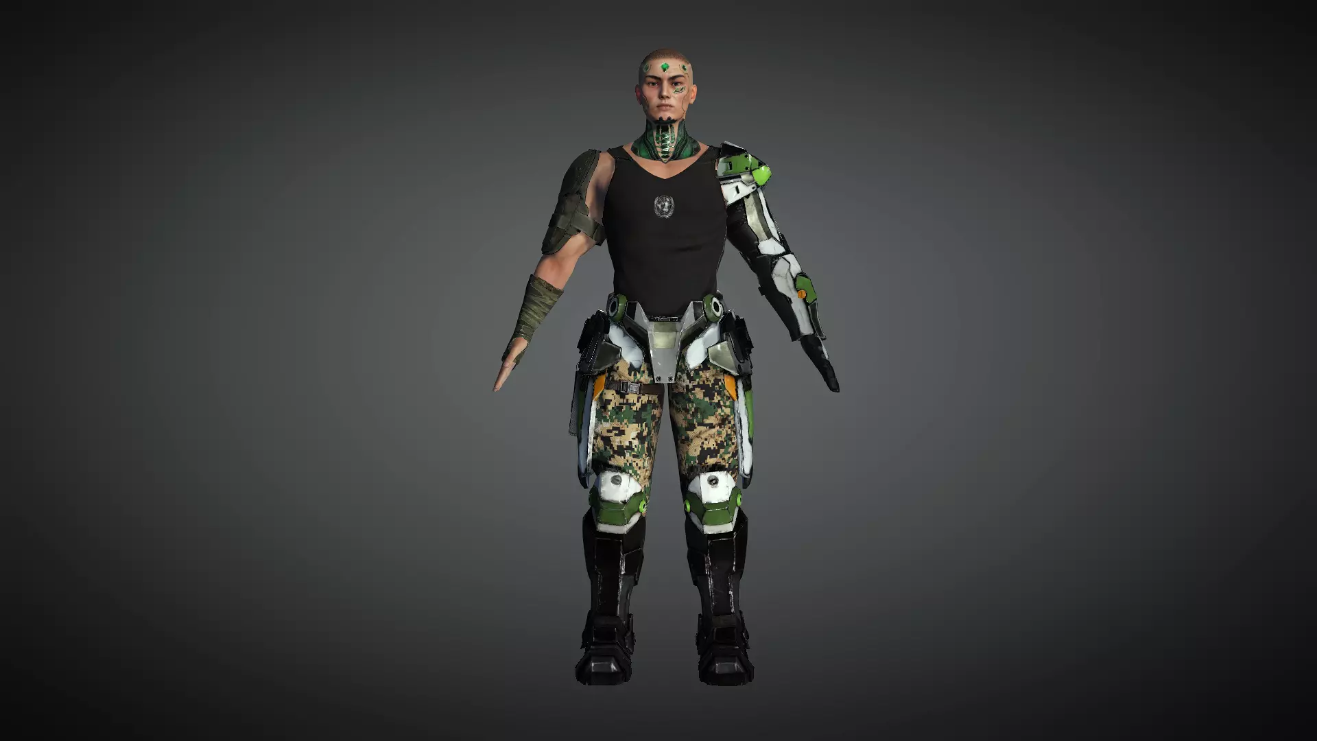 AAA Cyber Punk Male Character 03 Low-poly 3D model_0