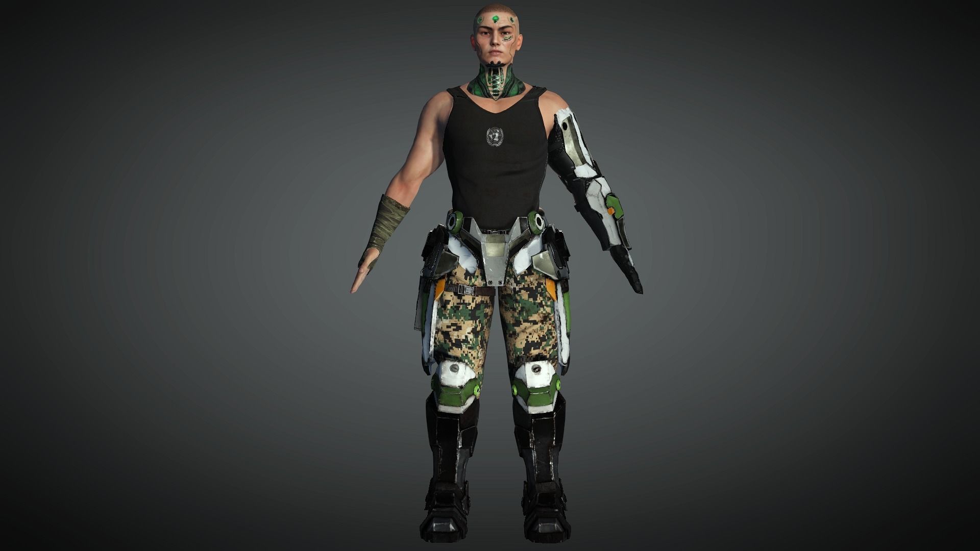 AAA Cyber Punk Male Character 03 Low-poly 3D model_3