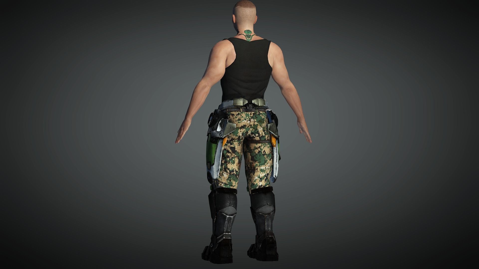 AAA Cyber Punk Male Character 03 Low-poly 3D model_15