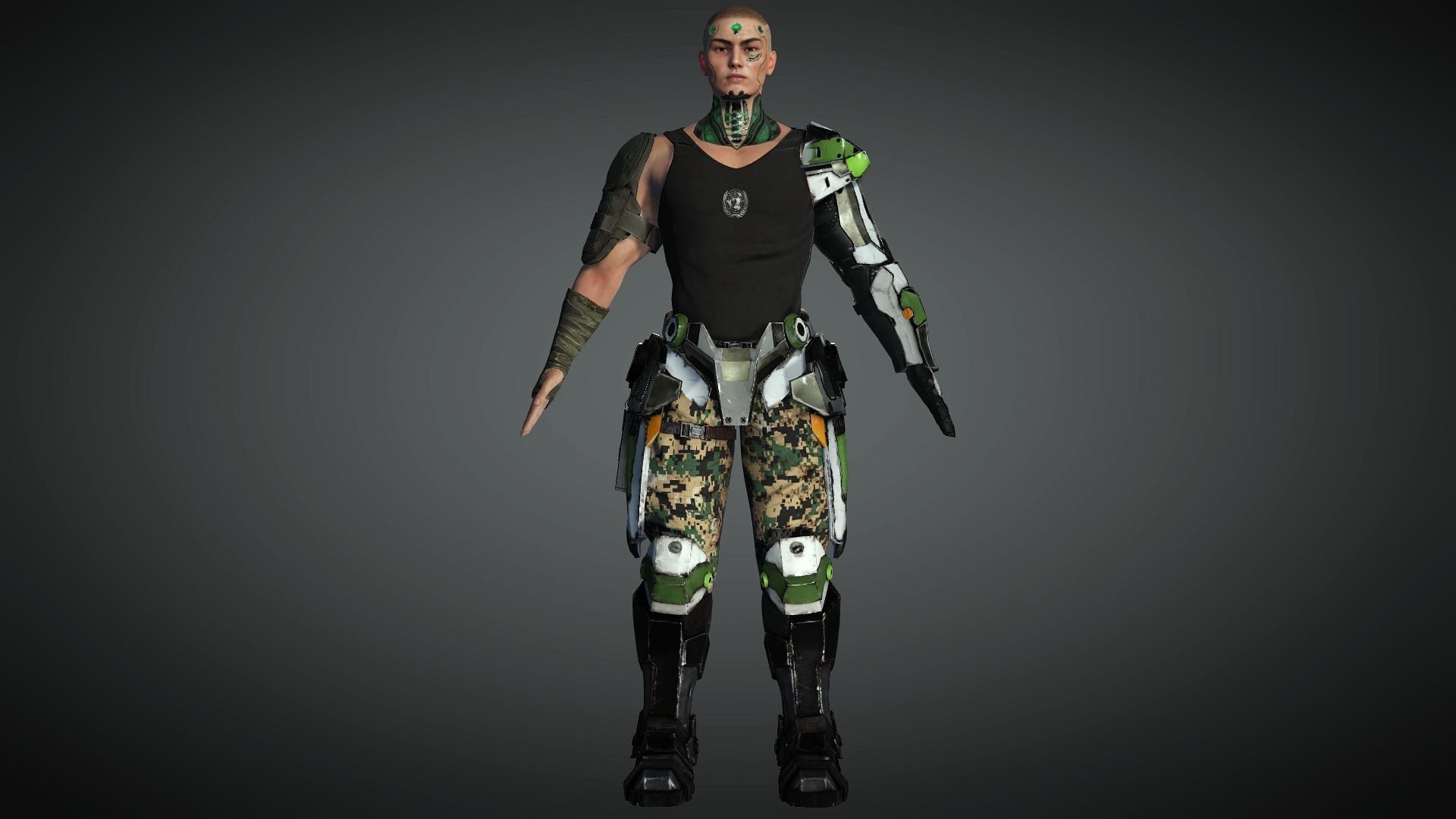 AAA Cyber Punk Male Character 03 Low-poly 3D model_1