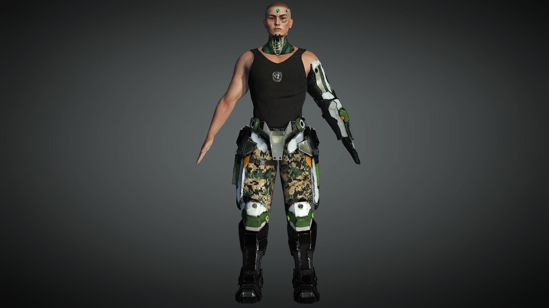 AAA Cyber Punk Male Character 03 Low-poly 3D model_4