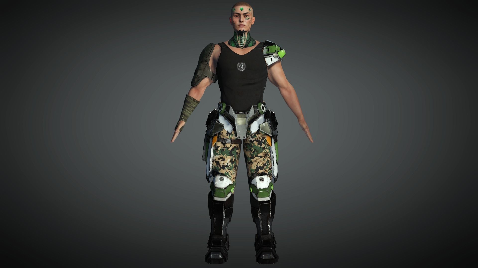 AAA Cyber Punk Male Character 03 Low-poly 3D model_7
