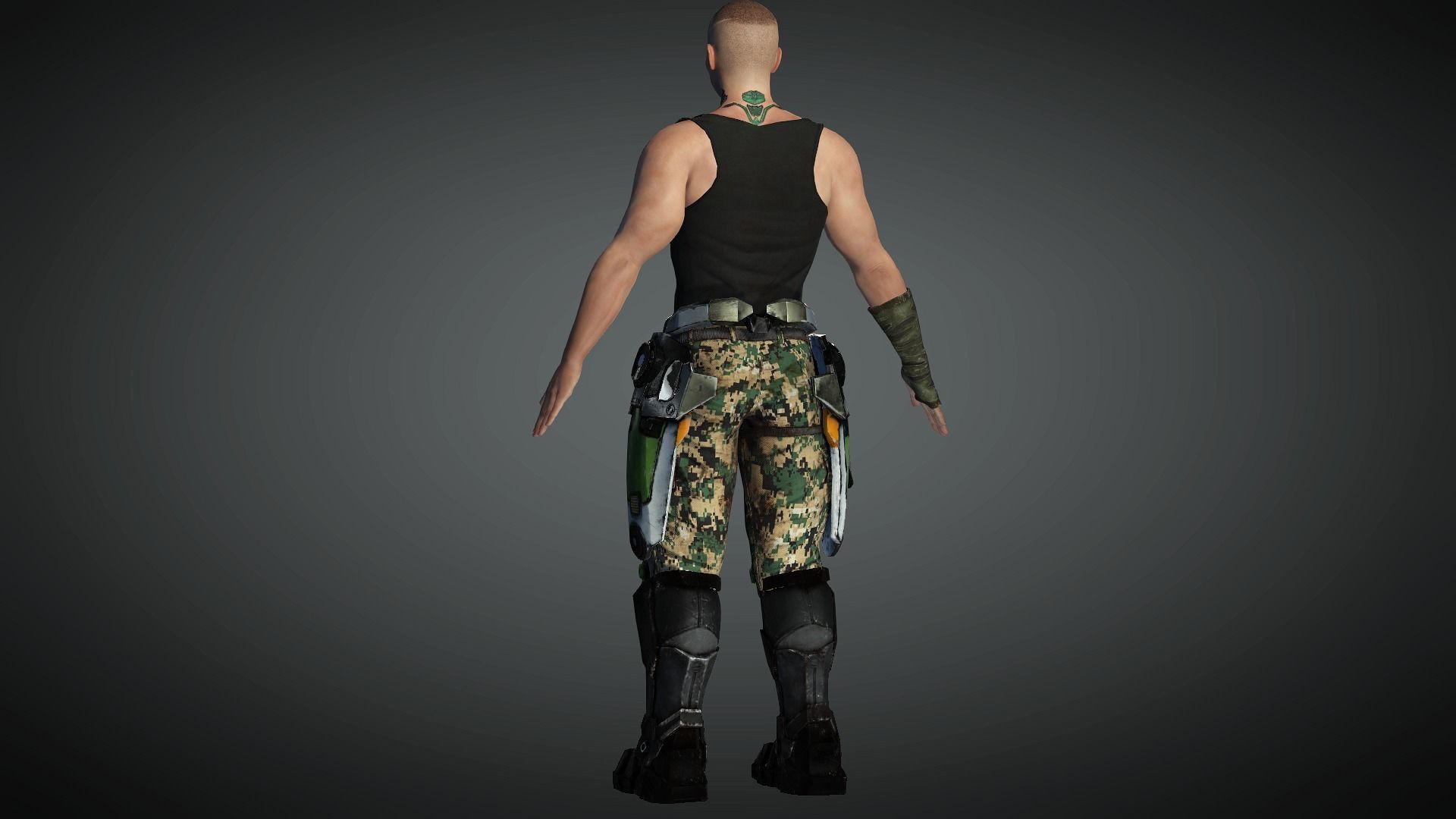 AAA Cyber Punk Male Character 03 Low-poly 3D model_14