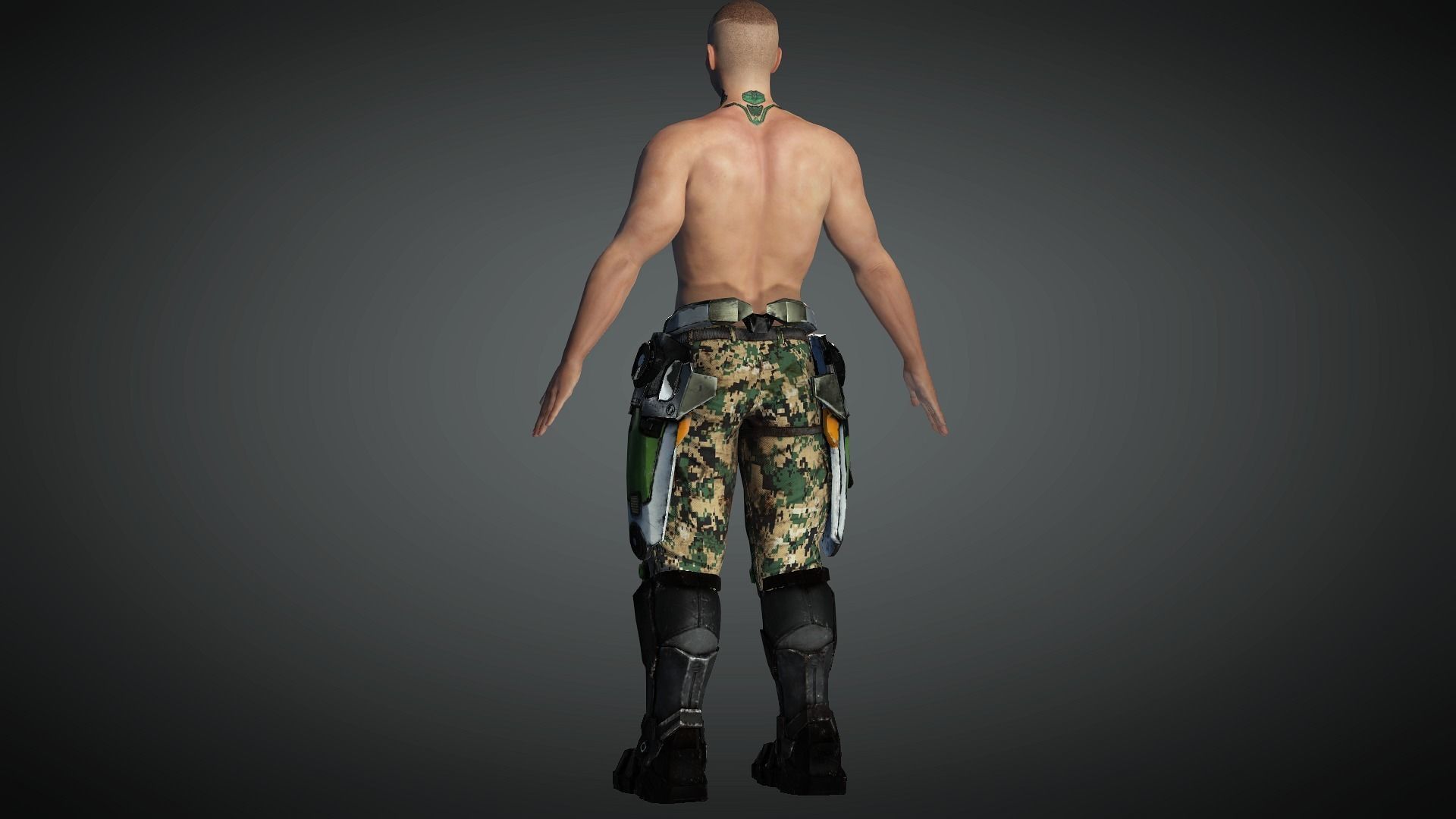 AAA Cyber Punk Male Character 03 Low-poly 3D model_16