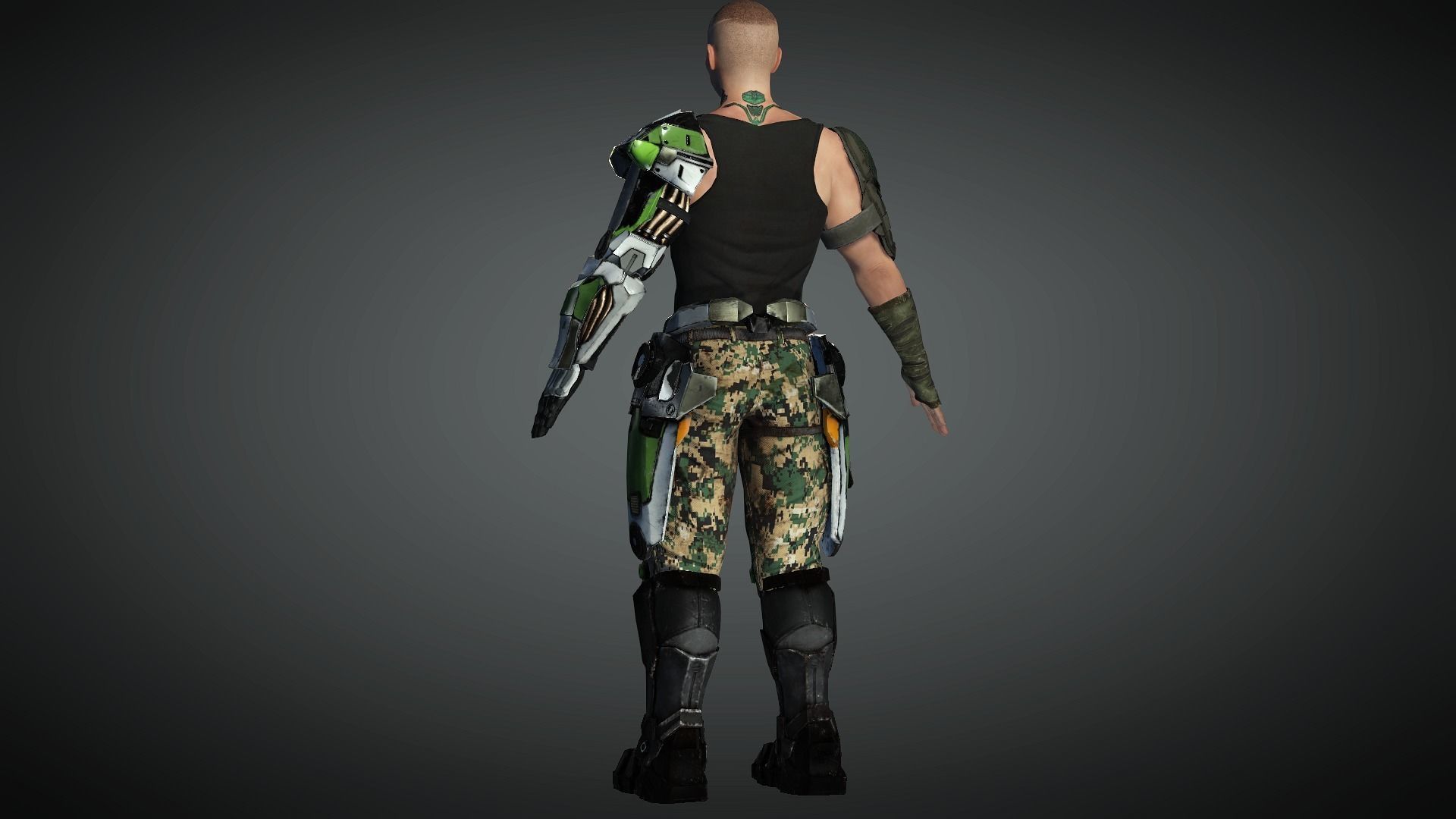 AAA Cyber Punk Male Character 03 Low-poly 3D model_11