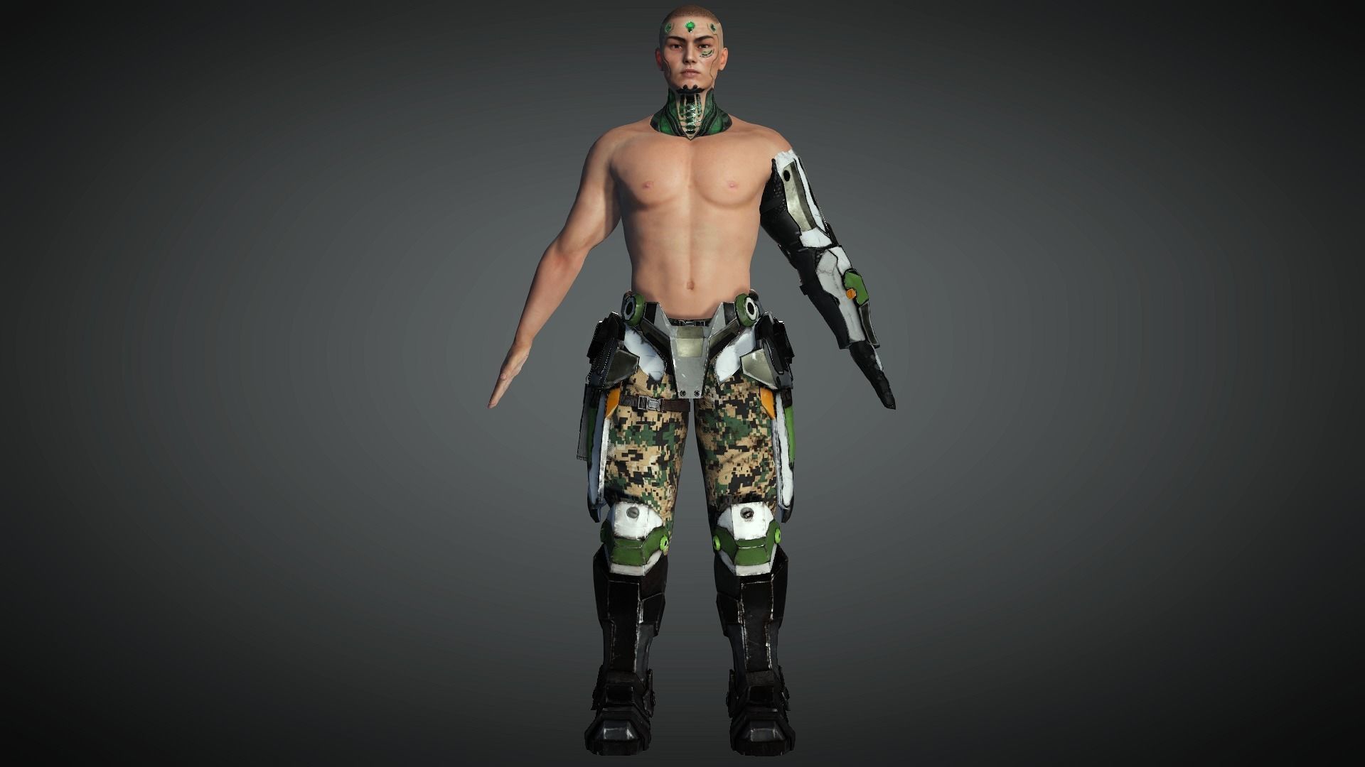 AAA Cyber Punk Male Character 03 Low-poly 3D model_5
