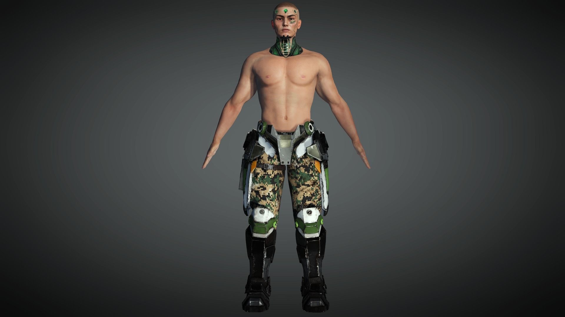 AAA Cyber Punk Male Character 03 Low-poly 3D model_6