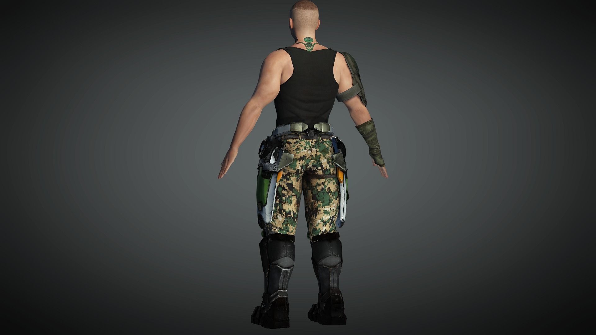 AAA Cyber Punk Male Character 03 Low-poly 3D model_13