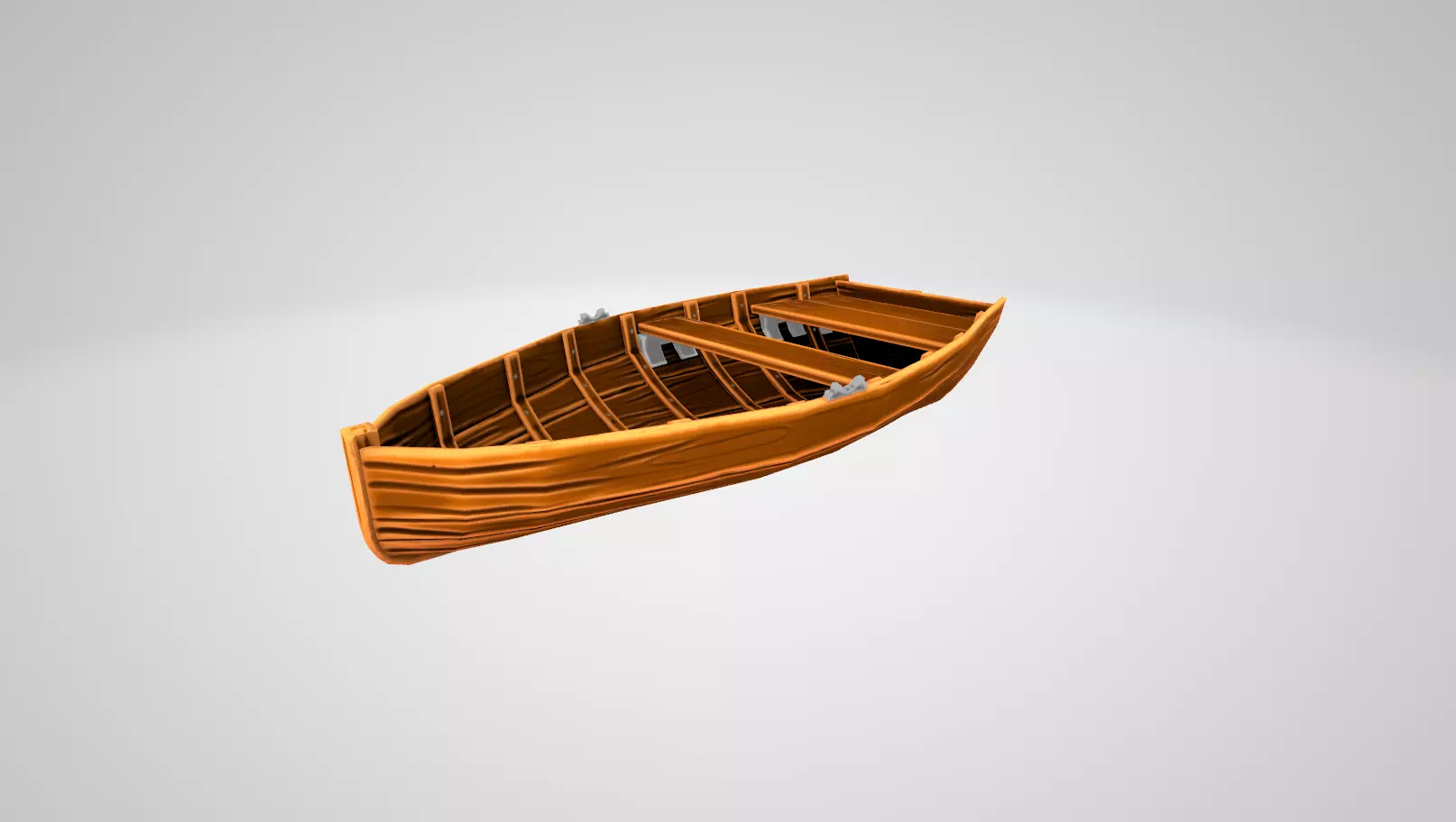 Stylized Wooden Boat Low-poly 3D model_0