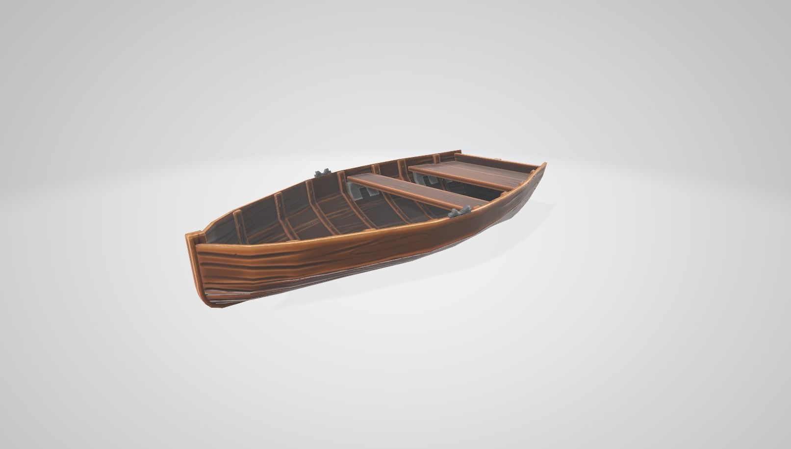 Stylized Wooden Boat Low-poly 3D model_1