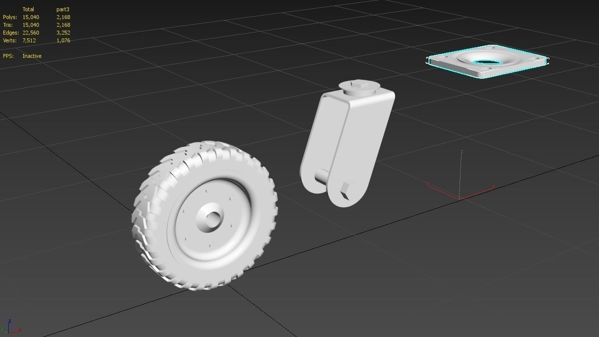 Caster Wheel M4 Low-poly 3D model_15