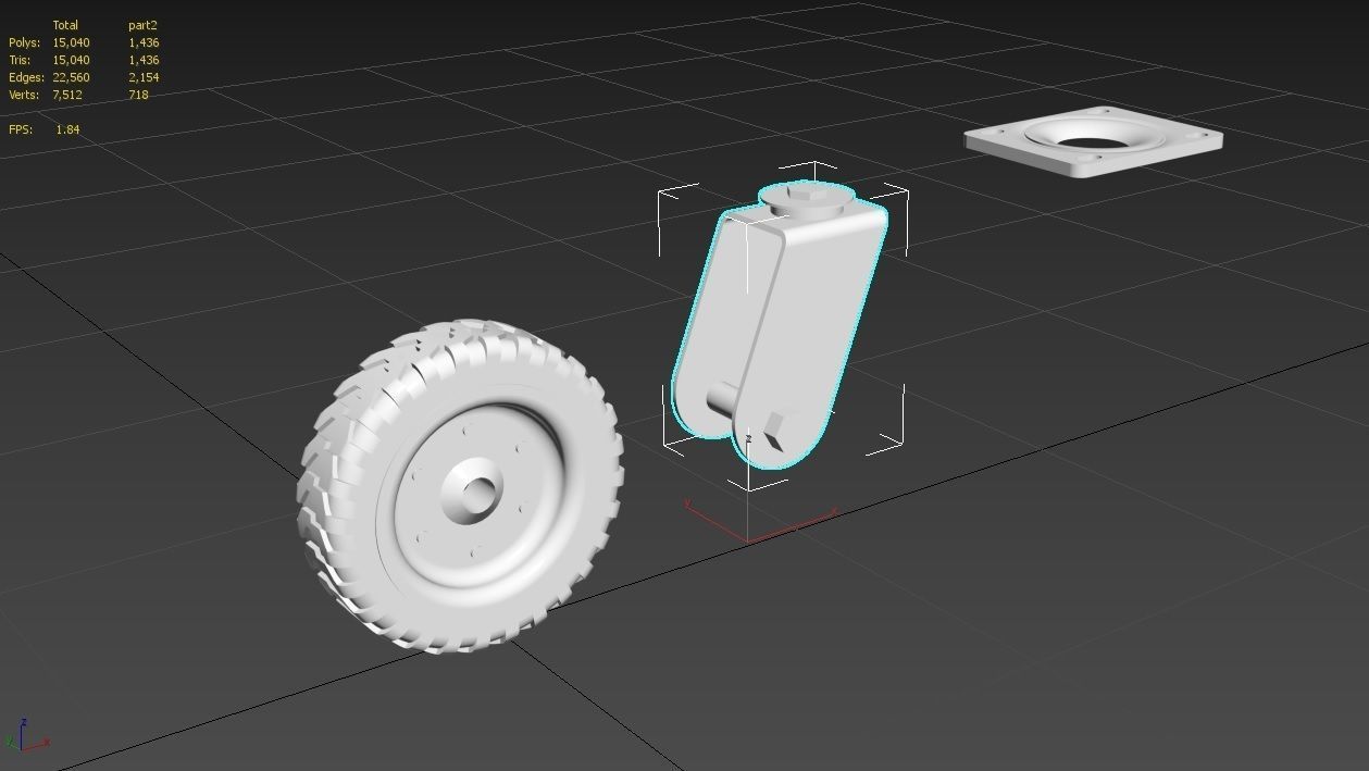 Caster Wheel M4 Low-poly 3D model_14