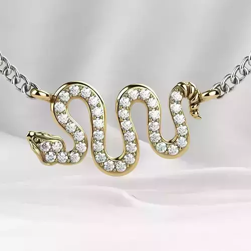 Snake Gold Necklace Bracelet Badge