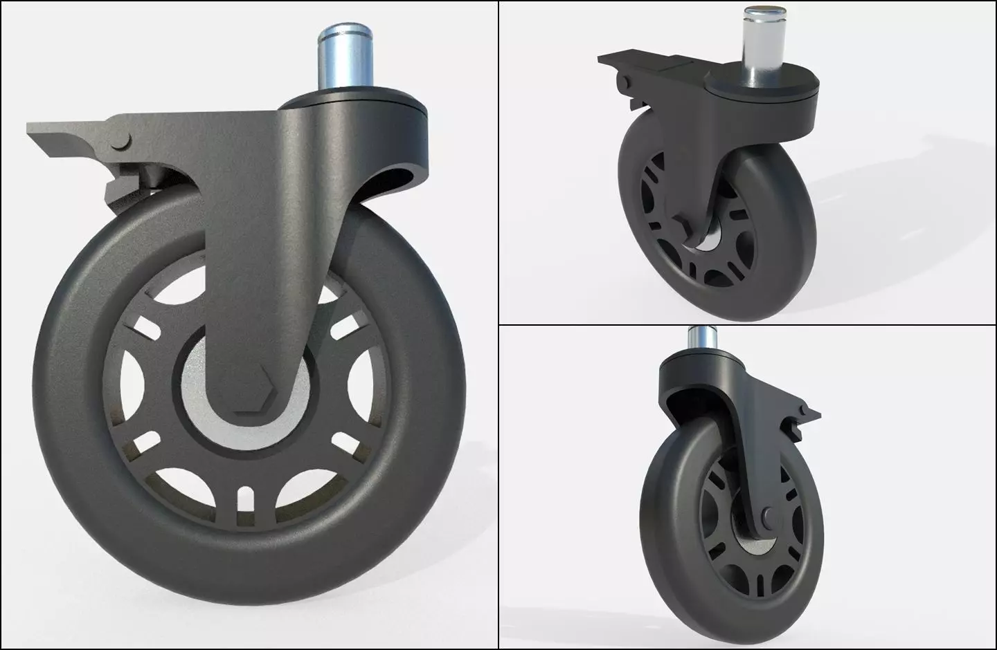 Caster Wheel M7 Low-poly 3D model_0