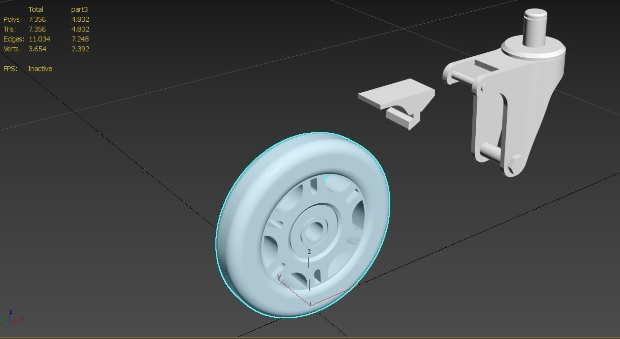 Caster Wheel M7 Low-poly 3D model_40