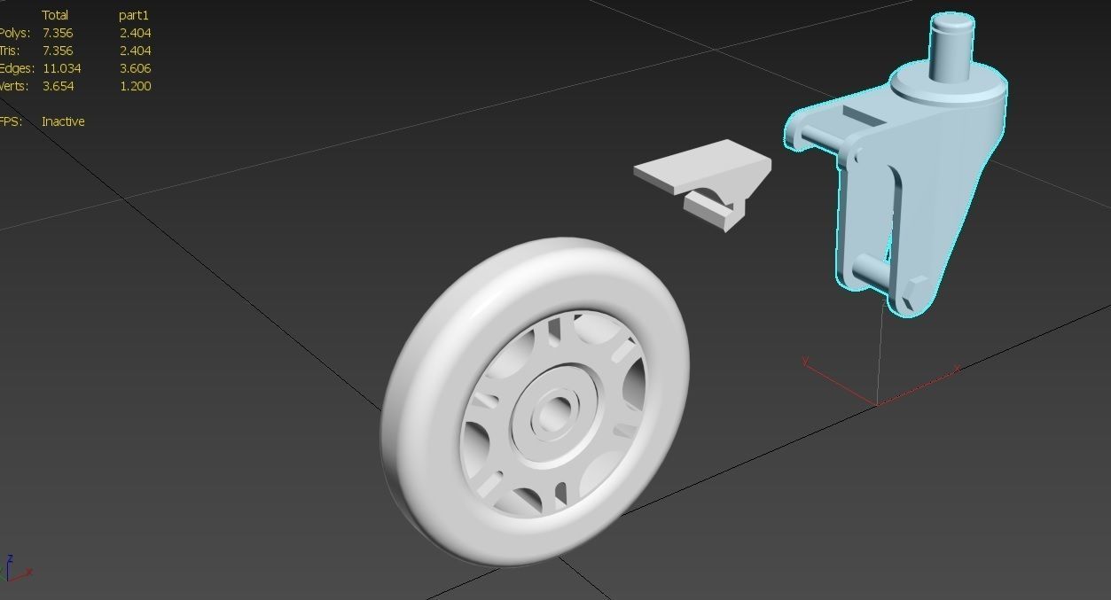 Caster Wheel M7 Low-poly 3D model_39